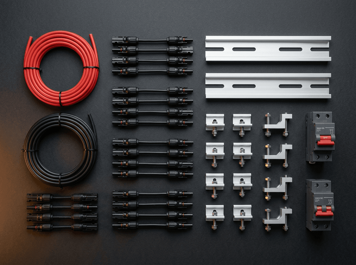 Solar installation accessories. Conceptual image.